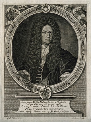 Georg Abraham Mercklin. Line engraving by E. Nunzer after J. M. Krieger.