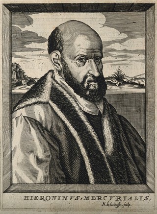 Hieronymus Mercurialis. Line engraving by N. de Larmessin, 1682.