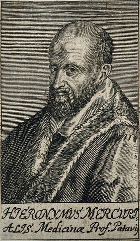 Hieronymus Mercurialis. Line engraving, 1688.