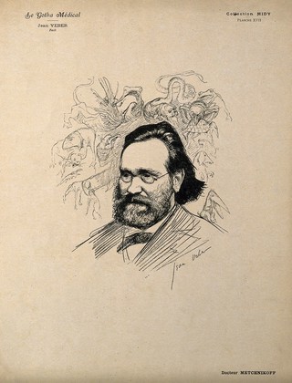 Elie Metchnikoff. Reproduction of drawing by J. Veber.