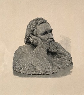 Elie Metchnikoff. Wood engraving after a sculpture.