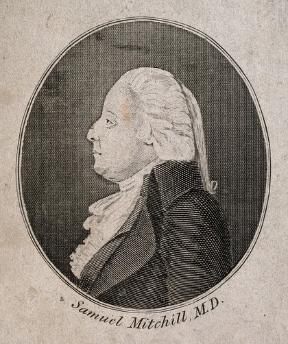 Samuel Latham Mitchill; Sutton Church, Bedfordshire. Line engraving by J. Basire, 1810, after M. Rugeley, 1803.