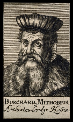 Burckhardus Mithobius [Mithoff]. Line engraving, 1688.