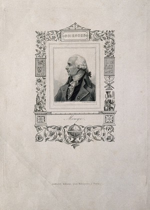 view Gaspard Monge, Comte de Peluse. Line engraving by J. M. Fontaine after A. Devéria.