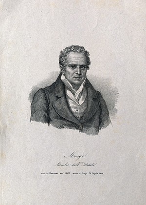 view Gaspard Monge, Comte de Peluse. Stipple engraving by L.F. Couché, ca. 1830.