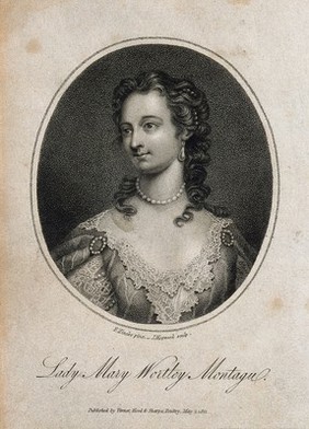 Lady Mary Wortley Montagu. Stipple engraving by J. Hopwood, 1811, after C. F. Zincke, 1738.