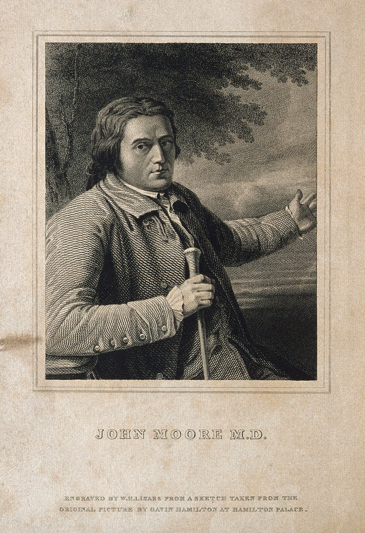 John Moore. Line engraving by W. H. Lizars, 1820, after G. Hamilton., by Gavin Hamilton