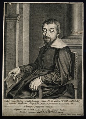 René Moreau. Line engraving by M. Lasne after himself.