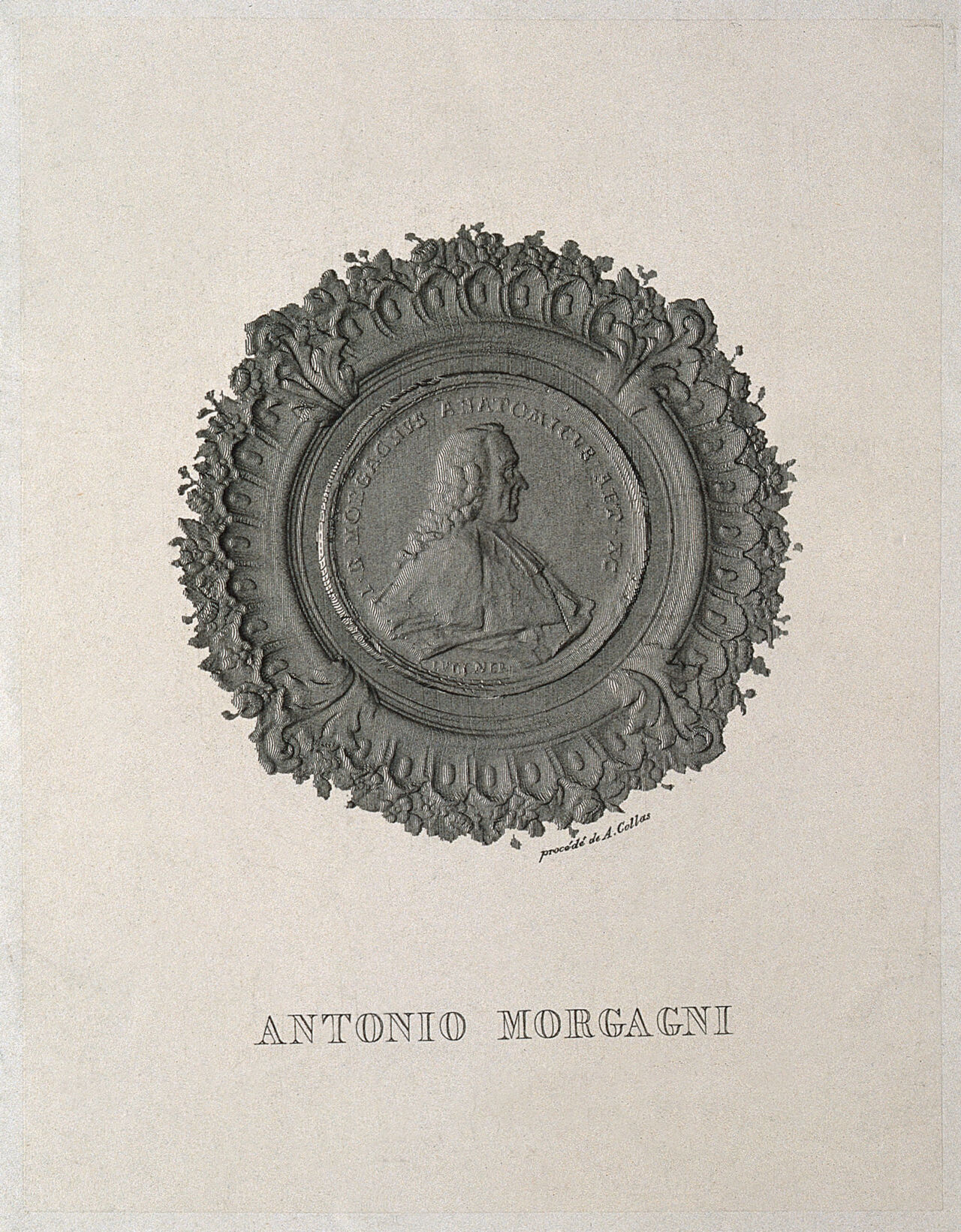 Giovanni Battista Morgagni. Line engraving by A. Collas, 1855., by Achille Collas