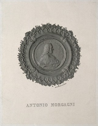 Giovanni Battista Morgagni. Line engraving by A. Collas, 1855.