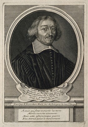 Jean Baptiste Morin (Morinus). Line engraving by E. Desrochers.