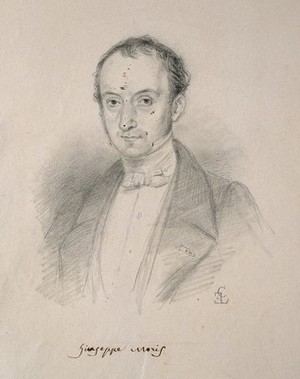 view Giuseppe Giacinto Moris. Pencil drawing by C. E. Liverati, 1841.