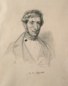 Ottavio Fabrizio Mossotti. Pencil drawing by C. E. Liverati, 1841.