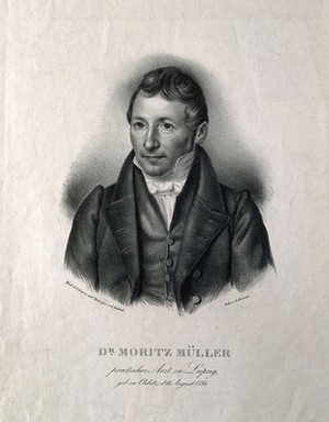 view Moritz Wilhelm Mueller. Lithograph by G. Schlick after himself.