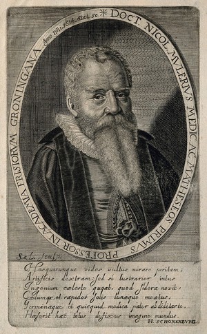 view Nicolaus Mulerius. Line engraving by S. à Lamsweerde, 1654.