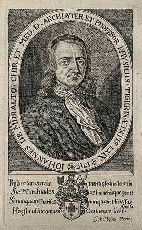 Johann von Muralt. Line engraving by J. Meyer, 1715, after himself.