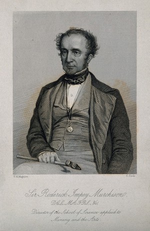 view Sir Roderick Impey Murchison. Stipple engraving by C. Cook after T. H. Maguire, 1849.