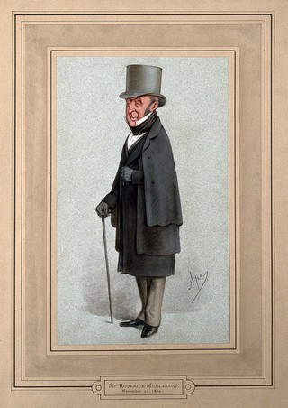 Sir Roderick Impey Murchison. Colour lithograph by C. Pellegrini [Ape], 1870.