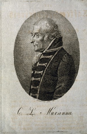 view Christian Ludwig Mursinna. Stipple engraving by H. Lehmann junior.