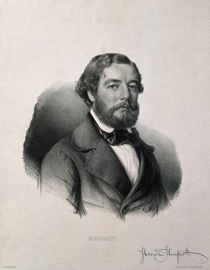 view James Sheridan Muspratt. Lithograph by W. Trautschold.