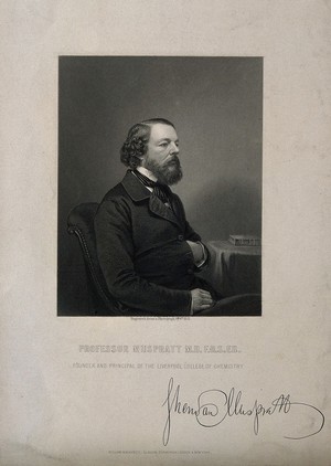 view James Sheridan Muspratt. Stipple engraving by W. Holl after A. Claudet.