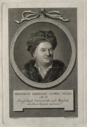 Friedrich Hermann Louis Muzel. Line engraving by D. Berger after A. Graff.