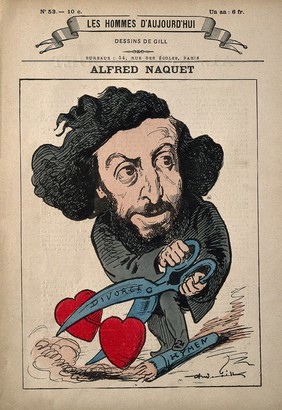 Alfred Naquet. Coloured lithograph by A. Gill, 1873.