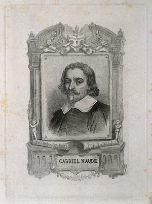view Gabriel Naudé. Etching by G. Staal.
