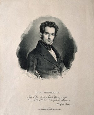 view Moritz Ernst Adolph Naumann. Lithograph by A. Hohneck, 1840.