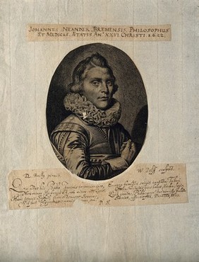 Johann Neander. Line engraving after W. Delff, 1626, after D. Bailly.