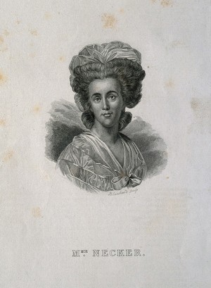 view Suzanne Necker [Curchod]. Line engraving by A. Blanchard.