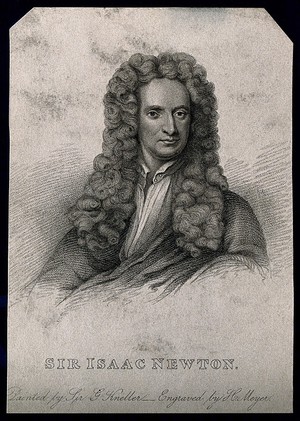 view Sir Isaac Newton. Stipple engraving by H. Meyer after Sir G. Kneller, 1702.