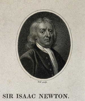 view Sir Isaac Newton. Stipple engraving by W. Holl, 1819, after J. Vanderbank, 1725.