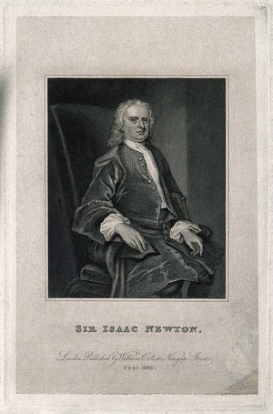 view Sir Isaac Newton. Line engraving after J. Vanderbank, 1720.