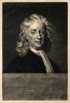 Sir Isaac Newton. Mezzotint by J. MacArdell after E. Seeman, 1726.