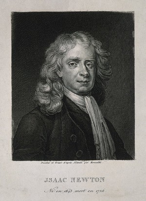 view Sir Isaac Newton. Line engraving by A. M. Monsaldi after E. Seeman, 1726.