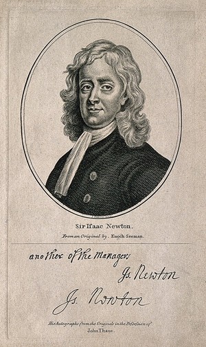 view Sir Isaac Newton. Engraving by J. Swaine after E. Seeman, 1726.
