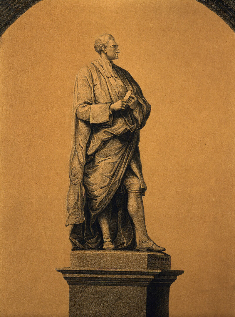 Sir Isaac Newton. Stipple engraving by J. Whessell, 1812, after L. F. Roubiliac, 1755., by Louis-François Roubiliac