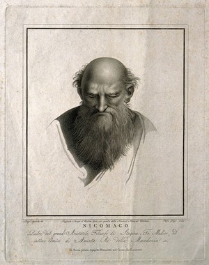 view Nicomachus of Gerasa. Line engraving by P. Ghigi after L. Agricola after Raphael.
