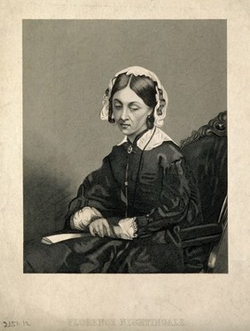 Florence Nightingale. Stipple engraving by D. J. Pound after Keene, 1856.