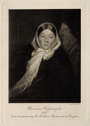 view Florence Nightingale. Photogravure by E. Walker, 1887, after Sir W. Richmond.