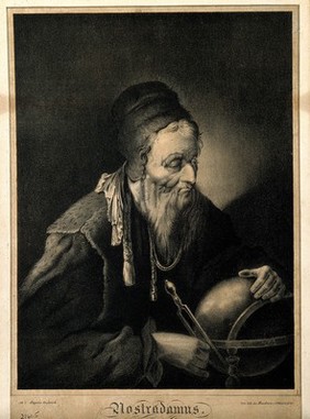 Michael Nostradamus. Lithograph by [M.Z.?], 1828, after C.W.E. Dietrich.