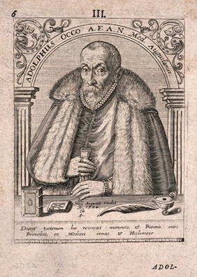 Adolph Occo III. Line engraving by T. de Bry after A. de Hel.