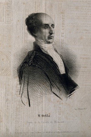 view Pierre Matthieu Joseph Bonaventure Orfila. Lithograph.