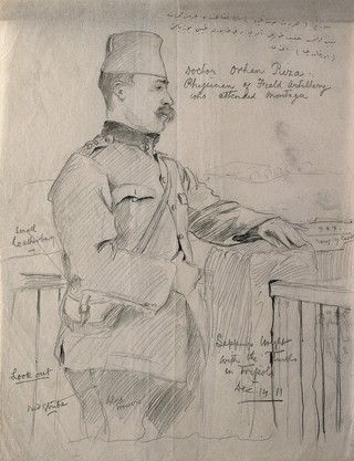 Riza Orhan. Pencil drawing by H.C.S. Wright, 1911.