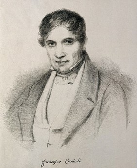 Francesco Orioli. Lithograph by D. Castellini after C. E. Liverati, 1841.