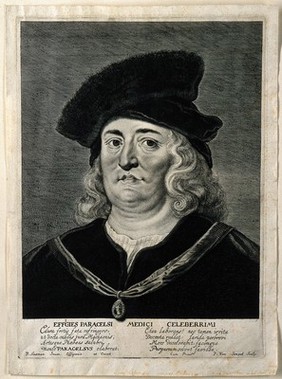 Aureolus Theophrastus Bombastus von Hohenheim [Paracelsus]. Etching by P. van Sompel after P. Soutman after Q. Matsys.