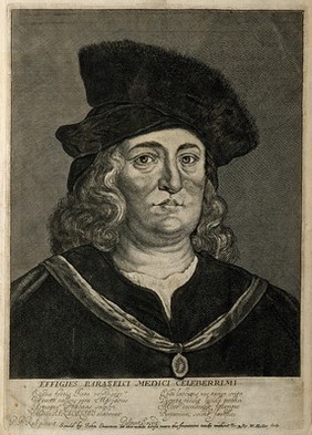 Aureolus Theophrastus Bombastus von Hohenheim [Paracelsus]. Etching by R. Gaywood after Sir P. P. Rubens after Q. Matsys.