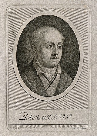 Aureolus Theophrastus Bombastus von Hohenheim [Paracelsus]. Stipple engraving by H. Pfenninger after N.