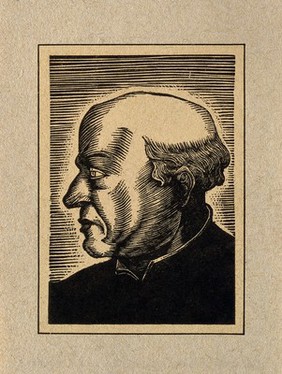 Aureolus Theophrastus Bombastus von Hohenheim [Paracelsus]. Reproduction of woodcut by K. Linnmann, junior.